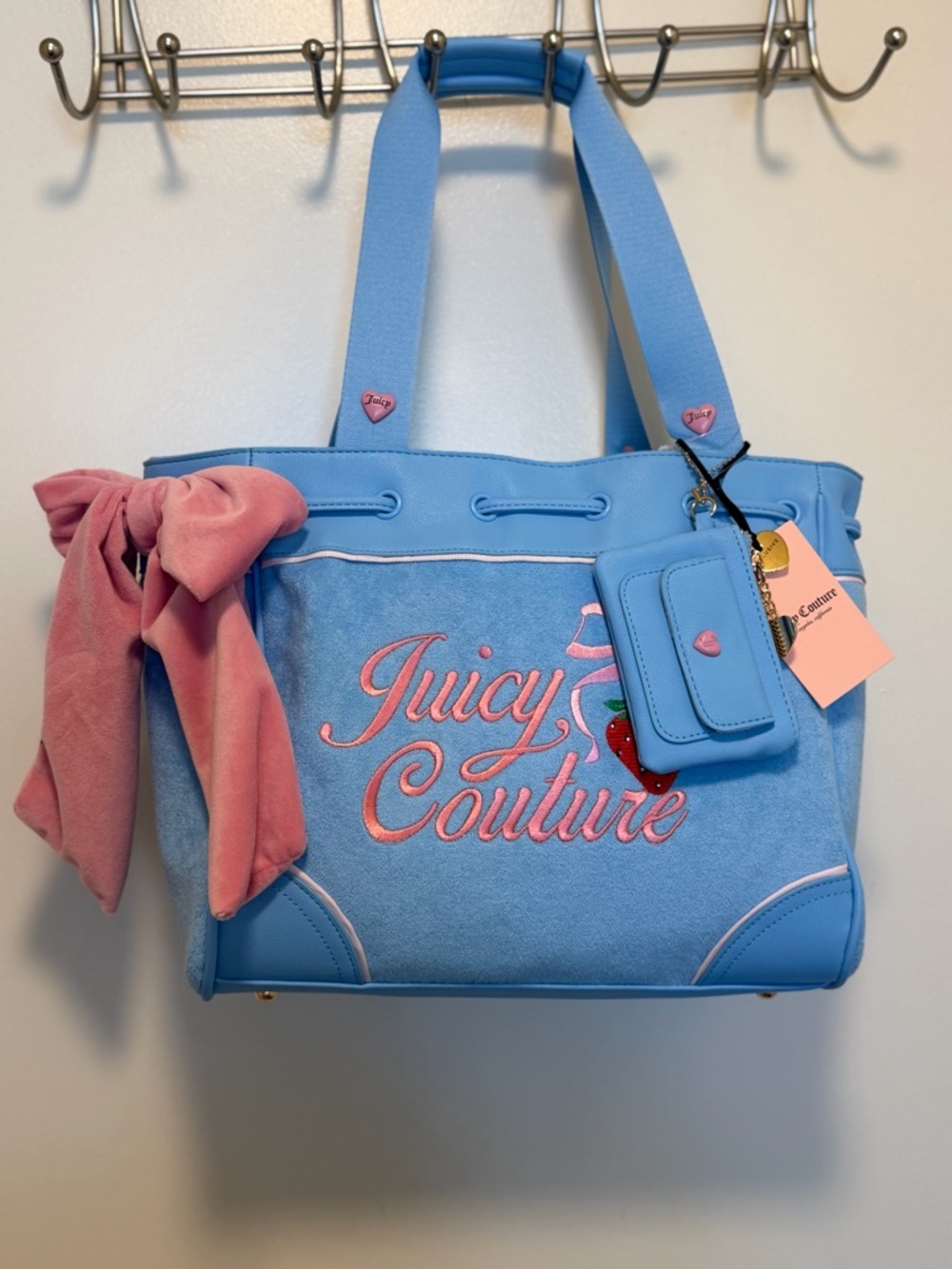 Juicy Couture Blue & Pink Retro Strawberry Daydreamer tote NWT GOING VIRAL